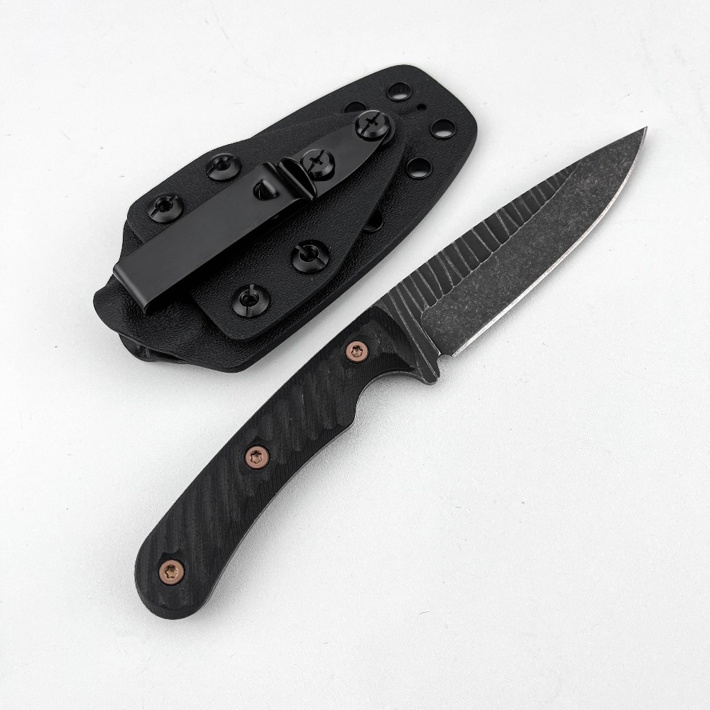 Edc Carry Fixed Blade Knife - Full-Tang Bushcraft-Messer mit D2-Klinge, rutschfestem G10-Griff