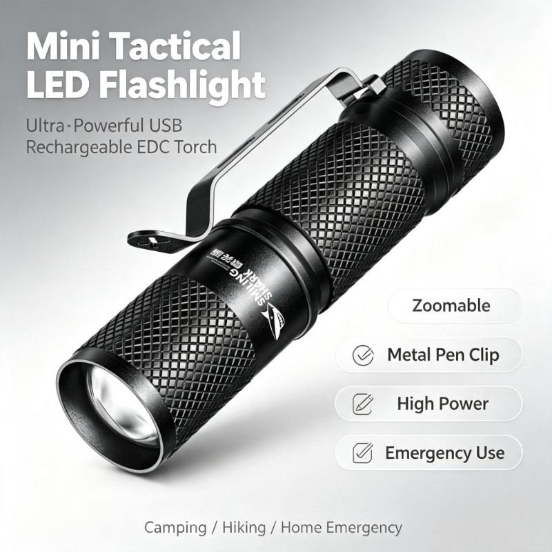 Edc (Every Day Carry - SMILING SHARK Ultra-Leistungsstarke Mini-Taktische LED-Taschenlampe USB-Aufladbar