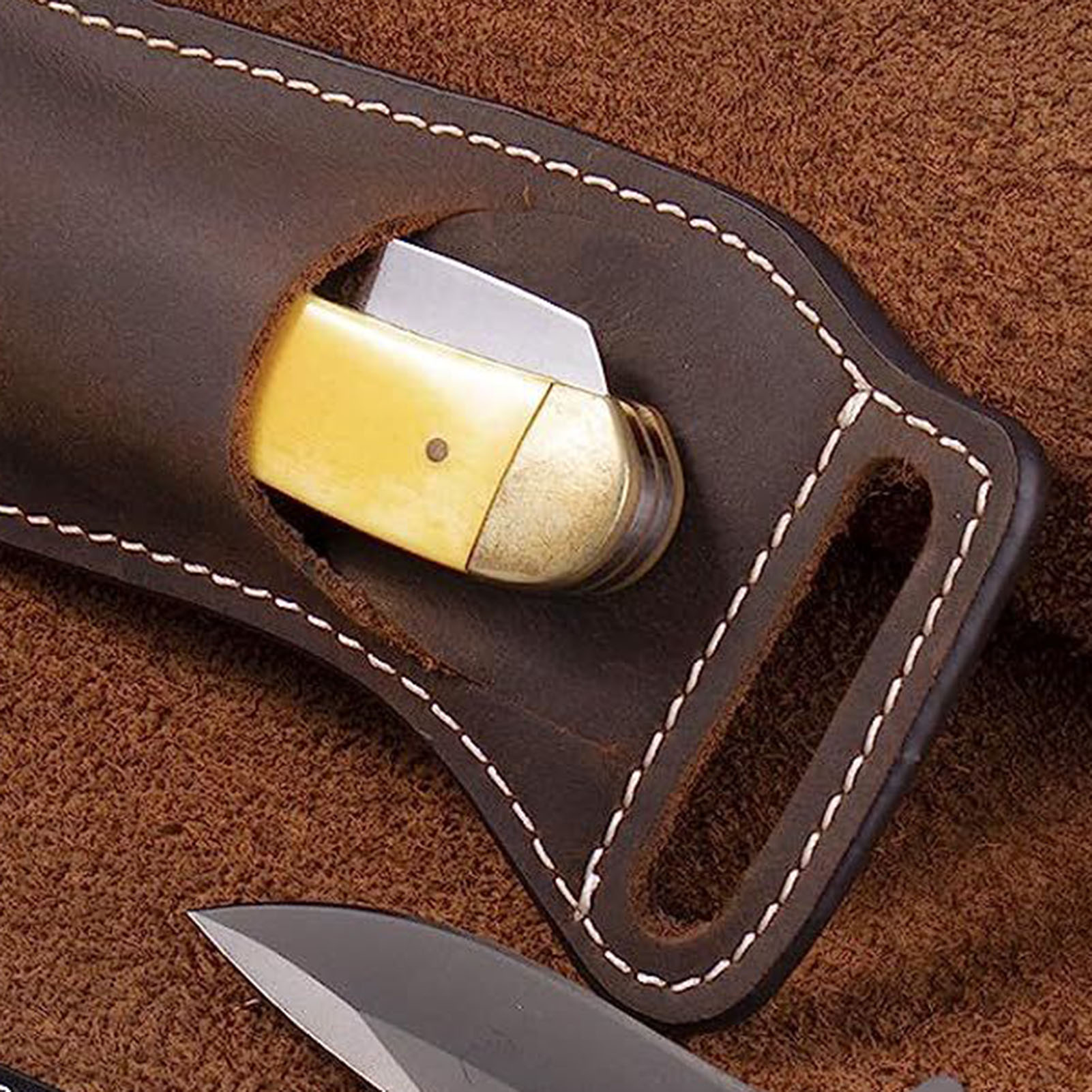 Braune Leder-Messer-Gürteltasc – Edc Carry Belt Leather Bewertung und Preis