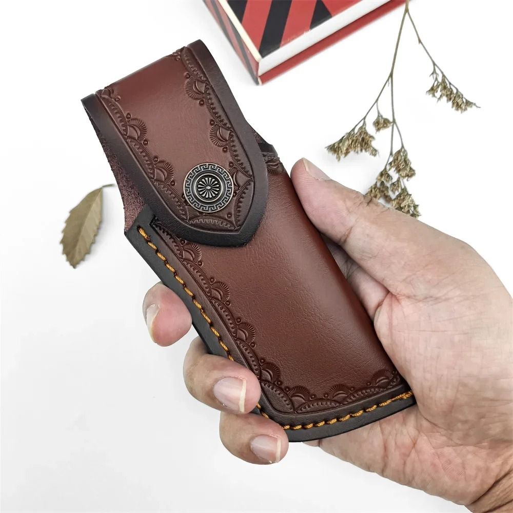 Braune geprägte Leder-Messerhü – Edc Carry Belt Leather Bewertung und Preis