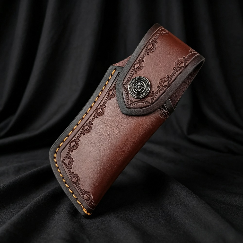 Braune geprägte Leder-Messerhü – Edc Carry Belt Leather Bewertung und Preis