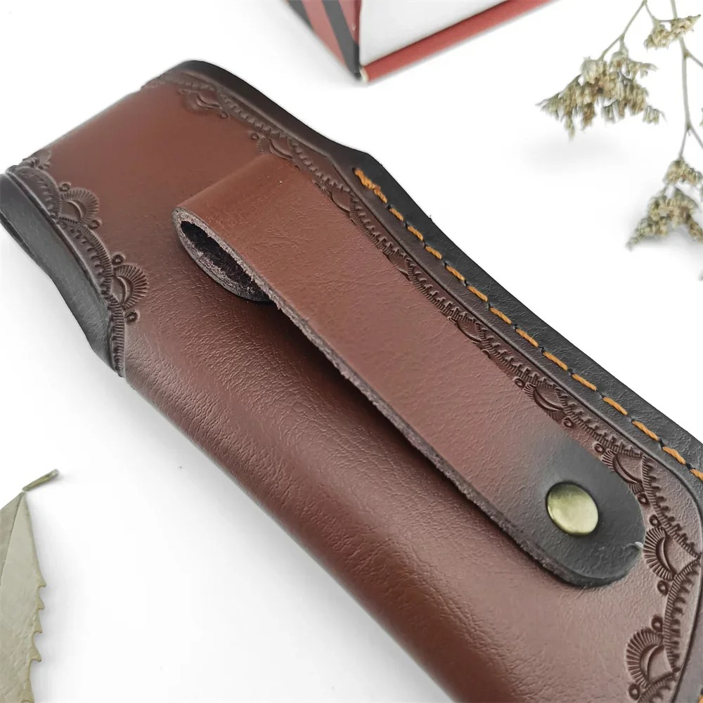 Braune geprägte Leder-Messerhü – Edc Carry Belt Leather Bewertung und Preis